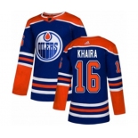 Adidas Edmonton Oilers #16 Jujhar Khaira Authentic Royal Blue Alternate NHL Jersey