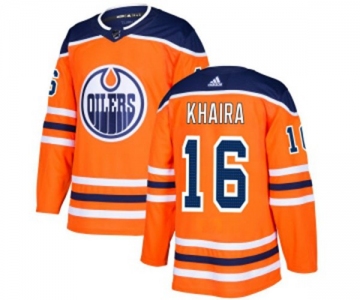 Adidas Edmonton Oilers #16 Jujhar Khaira Premier Orange Home NHL Jersey