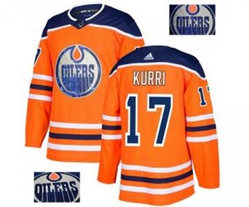 Adidas Edmonton Oilers #17 Jari Kurri Authentic Orange Fashion Gold NHL Jersey