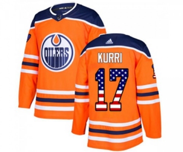 Adidas Edmonton Oilers #17 Jari Kurri Authentic Orange USA Flag Fashion NHL Jersey