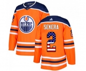 Adidas Edmonton Oilers #2 Andrej Sekera Authentic Orange USA Flag Fashion NHL Jersey