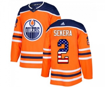 Adidas Edmonton Oilers #2 Andrej Sekera Authentic Orange USA Flag Fashion NHL Jersey