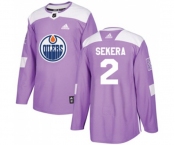 Adidas Edmonton Oilers #2 Andrej Sekera Authentic Purple Fights Cancer Practice NHL Jersey