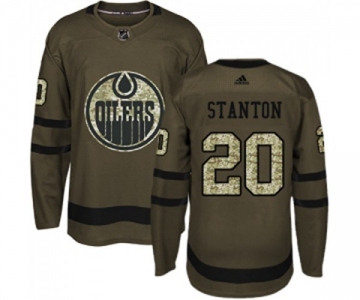 Adidas Edmonton Oilers #20 Ryan Stanton Authentic Green Salute to Service NHL Jersey