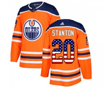 Adidas Edmonton Oilers #20 Ryan Stanton Authentic Orange USA Flag Fashion NHL Jersey