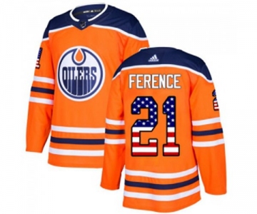 Adidas Edmonton Oilers #21 Andrew Ference Authentic Orange USA Flag Fashion NHL Jersey