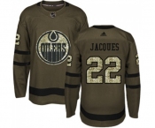 Adidas Edmonton Oilers #22 Jean-Francois Jacques Authentic Green Salute to Service NHL Jersey