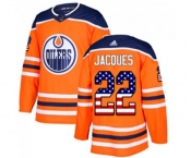 Adidas Edmonton Oilers #22 Jean-Francois Jacques Authentic Orange USA Flag Fashion NHL Jersey