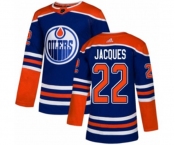 Adidas Edmonton Oilers #22 Jean-Francois Jacques Authentic Royal Blue Alternate NHL Jersey