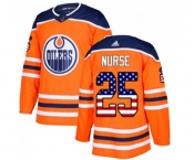 Adidas Edmonton Oilers #25 Darnell Nurse Authentic Orange USA Flag Fashion NHL Jersey