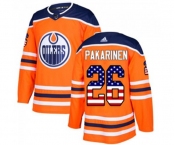 Adidas Edmonton Oilers #26 Iiro Pakarinen Authentic Orange USA Flag Fashion NHL Jersey