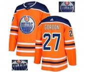 Adidas Edmonton Oilers #27 Boyd Gordon Authentic Orange Fashion Gold NHL Jersey