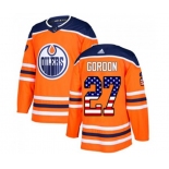 Adidas Edmonton Oilers #27 Boyd Gordon Authentic Orange USA Flag Fashion NHL Jersey