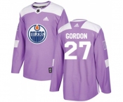 Adidas Edmonton Oilers #27 Boyd Gordon Authentic Purple Fights Cancer Practice NHL Jersey