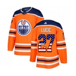 Adidas Edmonton Oilers #27 Milan Lucic Authentic Orange USA Flag Fashion NHL Jersey