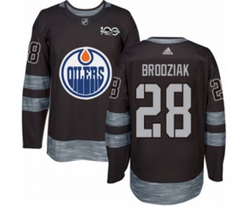 Adidas Edmonton Oilers #28 Kyle Brodziak Authentic Black 1917-2017 100th Anniversary NHL Jersey