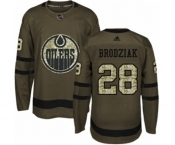 Adidas Edmonton Oilers #28 Kyle Brodziak Authentic Green Salute to Service NHL Jersey