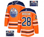 Adidas Edmonton Oilers #28 Kyle Brodziak Authentic Orange Fashion Gold NHL Jersey