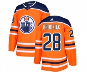 Adidas Edmonton Oilers #28 Kyle Brodziak Authentic Orange Home NHL Jersey