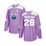 Adidas Edmonton Oilers #28 Kyle Brodziak Authentic Purple Fights Cancer Practice NHL Jersey