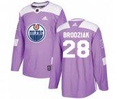 Adidas Edmonton Oilers #28 Kyle Brodziak Authentic Purple Fights Cancer Practice NHL Jersey