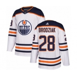 Adidas Edmonton Oilers #28 Kyle Brodziak Authentic White Away NHL Jersey