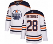 Adidas Edmonton Oilers #28 Kyle Brodziak Authentic White Away NHL Jersey