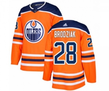 Adidas Edmonton Oilers #28 Kyle Brodziak Premier Orange Home NHL Jersey