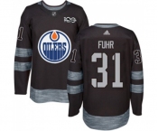 Adidas Edmonton Oilers #31 Grant Fuhr Authentic Black 1917-2017 100th Anniversary NHL Jersey