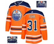 Adidas Edmonton Oilers #31 Grant Fuhr Authentic Orange Fashion Gold NHL Jersey