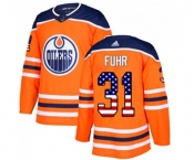 Adidas Edmonton Oilers #31 Grant Fuhr Authentic Orange USA Flag Fashion NHL Jersey