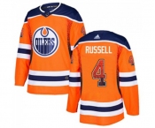 Adidas Edmonton Oilers #4 Kris Russell Authentic Orange Drift Fashion NHL Jersey