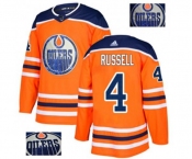 Adidas Edmonton Oilers #4 Kris Russell Authentic Orange Fashion Gold NHL Jersey