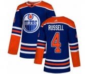 Adidas Edmonton Oilers #4 Kris Russell Authentic Royal Blue Alternate NHL Jersey