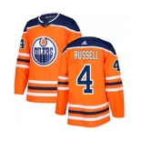 Adidas Edmonton Oilers #4 Kris Russell Premier Orange Home NHL Jersey