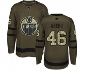 Adidas Edmonton Oilers #46 Pontus Aberg Authentic Green Salute to Service NHL Jersey