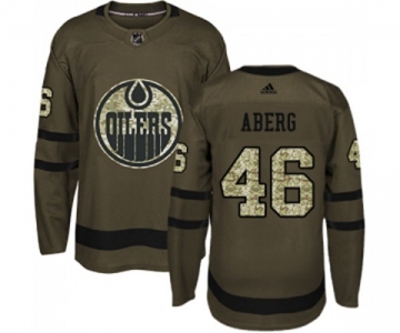 Adidas Edmonton Oilers #46 Pontus Aberg Authentic Green Salute to Service NHL Jersey