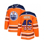 Adidas Edmonton Oilers #46 Pontus Aberg Authentic Orange USA Flag Fashion NHL Jersey