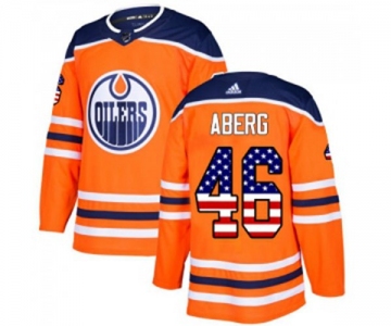 Adidas Edmonton Oilers #46 Pontus Aberg Authentic Orange USA Flag Fashion NHL Jersey