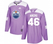 Adidas Edmonton Oilers #46 Pontus Aberg Authentic Purple Fights Cancer Practice NHL Jersey