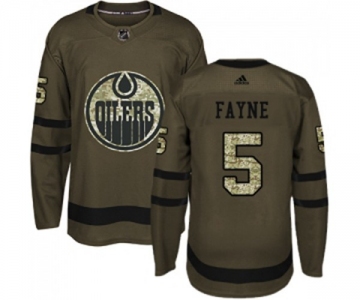 Adidas Edmonton Oilers #5 Mark Fayne Authentic Green Salute to Service NHL Jersey