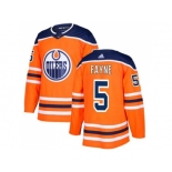 Adidas Edmonton Oilers #5 Mark Fayne Orange Home Authentic Stitched NHL Jersey