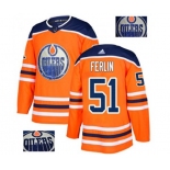 Adidas Edmonton Oilers #51 Brian Ferlin Authentic Orange Fashion Gold NHL Jersey