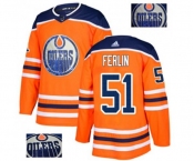 Adidas Edmonton Oilers #51 Brian Ferlin Authentic Orange Fashion Gold NHL Jersey