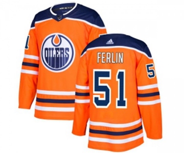 Adidas Edmonton Oilers #51 Brian Ferlin Authentic Orange Home NHL Jersey