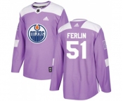 Adidas Edmonton Oilers #51 Brian Ferlin Authentic Purple Fights Cancer Practice NHL Jersey