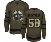 Adidas Edmonton Oilers #58 Anton Slepyshev Authentic Green Salute to Service NHL Jersey