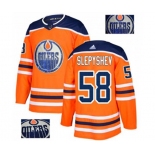 Adidas Edmonton Oilers #58 Anton Slepyshev Authentic Orange Fashion Gold NHL Jersey