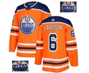 Adidas Edmonton Oilers #6 Adam Larsson Authentic Orange Fashion Gold NHL Jersey