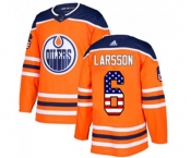 Adidas Edmonton Oilers #6 Adam Larsson Authentic Orange USA Flag Fashion NHL Jersey